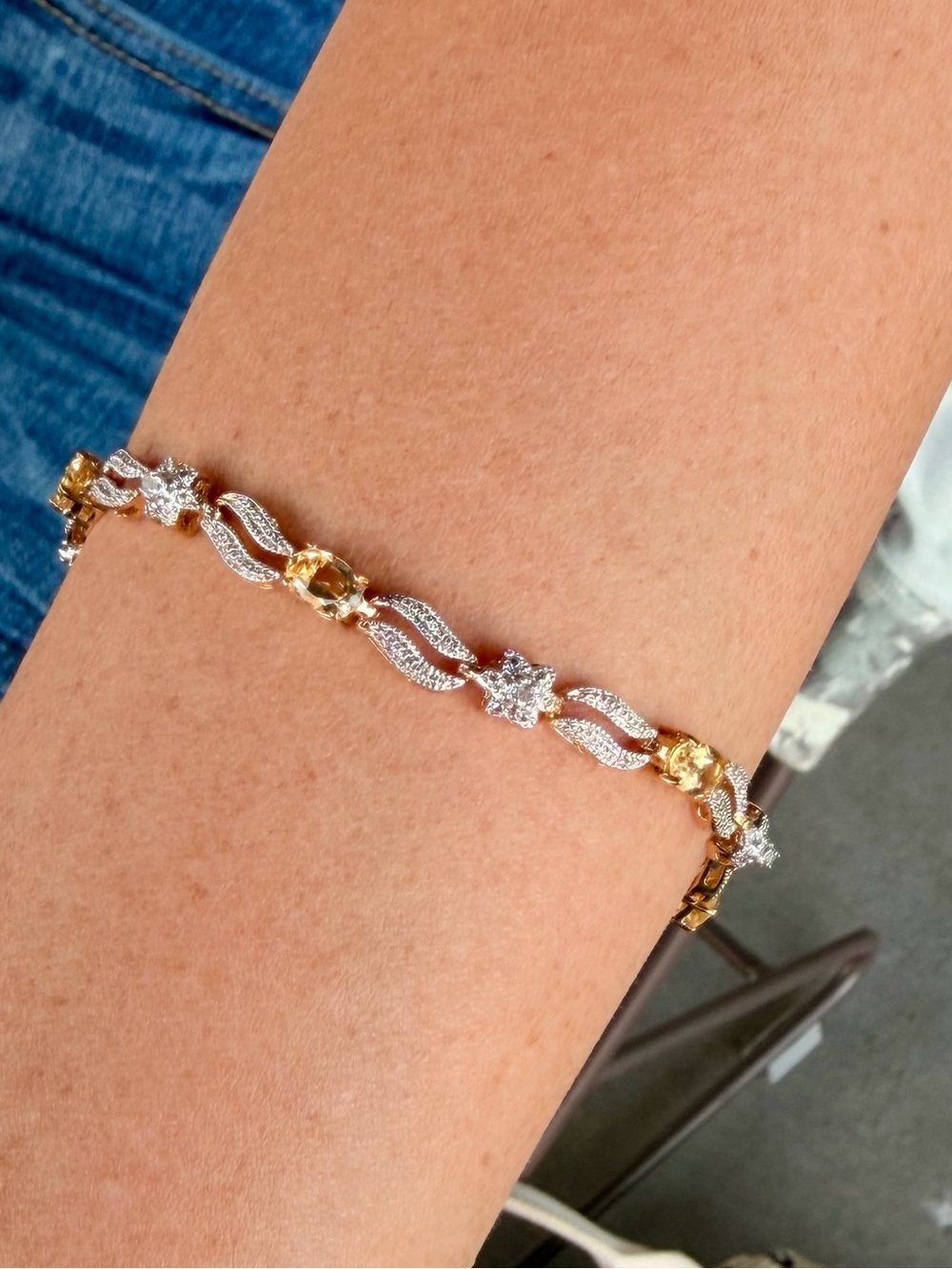 2.45 CTW AAA Citrine & Diamond 18K Yellow Gold Plated 8” Bracelet - Picture 4 of 9